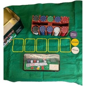 Cardinal's Industries Deluxe Texas Hold 'Em Full Poker Set in Tin BNIB Black Jac